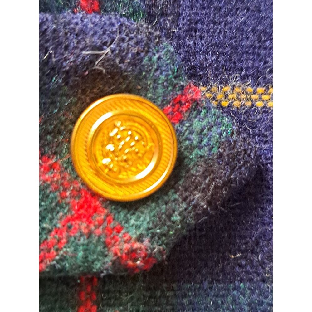 Vintage Good Lad 4T White Shirt Unisex Plaid Wool Blend Shortalls Gold Buttons - Picture 2 of 9